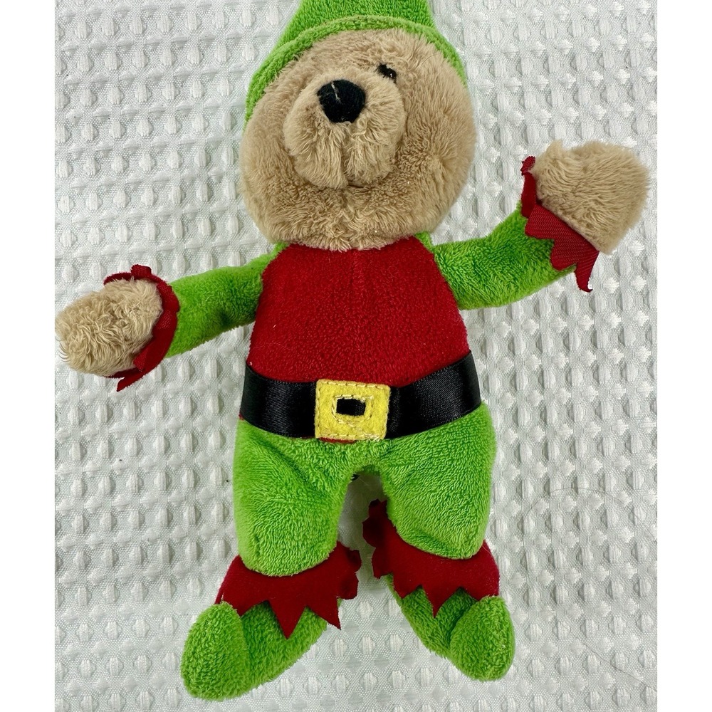 Ganz Wee Bears Elf Plush HX11458 Christmas Teddy Green Red Holiday Toy 10" - Picture 8 of 12